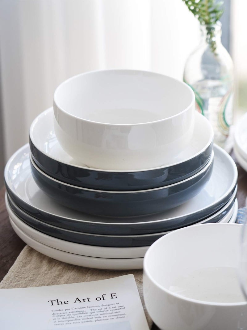 Kanwone Porcelain Bowl Set - 32 Ounce for Cereal  Salad and Soup  Bowls for Kitchen  Microwave and Dishwasher Safe - Set of 6  White - Image 4